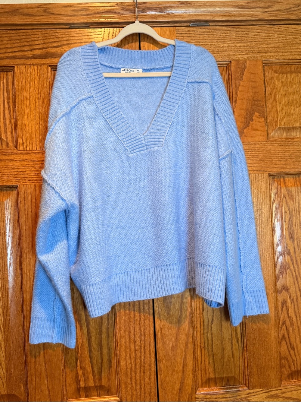 Arizona Jean Company Pastel Blue V-Neck Knit Sweater